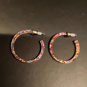 Multicolor Hoop Stone Earrings